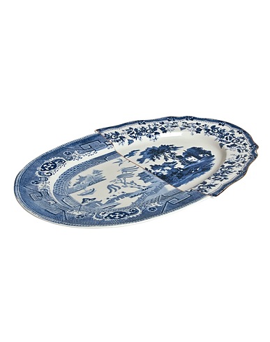SELETTI Tray or serving plate Blue Porcelain