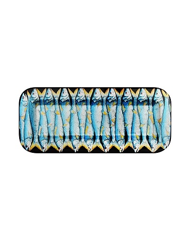 FORNASETTI Tray or serving plate Sardine
 Turquoise Wood