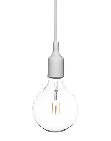 MUUTO Lampada a sospensione E27 pendant lamp
 Grigio chiaro Silicone , Vetro