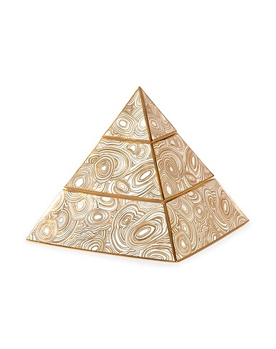 JONATHAN ADLER Container or basket Malachite Pyramid Stacking Box White 100% Porcelain