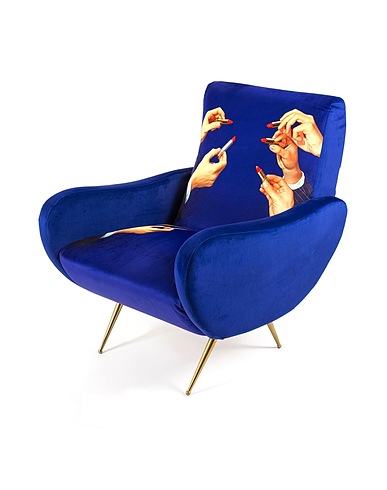 SELETTI WEARS TOILETPAPER Poltrona e Pouf Lipsticks Blu Fibre tessili, Metallo