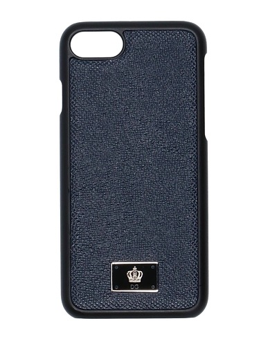 DOLCE&GABBANA Phone covers e sleeves Blu notte 90% Pelle di vitello, 10% Plastica, Palladio