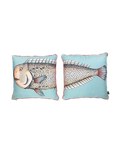 FORNASETTI Pillow or pillow case Pesce Set of 2 Sky blue 100% Silk