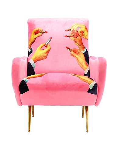 SELETTI WEARS TOILETPAPER Poltrona e Pouf LIPSTICKS  Rosa Legno, MDF, Metallo