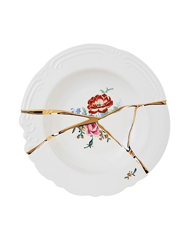SELETTI Plates White Porcelain, 24k gold