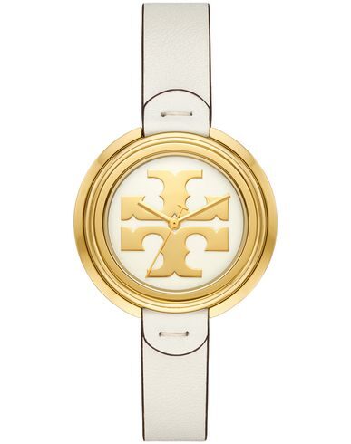 Tory Burch The Miller Woman Wrist Watch Ivory Size - Stainless Steel, Soft Leather In White