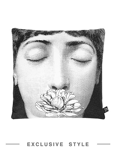 FORNASETTI Pillow or pillow case Tema e Variazioni n.393 
 Black 40% Cotton, 40% Linen, 20% Polyester