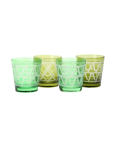 POLS POTTEN Glass or pitcher Tumbler Tie up set of 4
 Green Glass