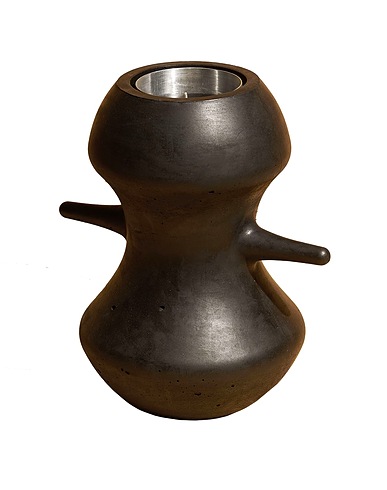 REGINALD SYLVESTER II Art Candle Vessel
 Dark brown Cement, Paper