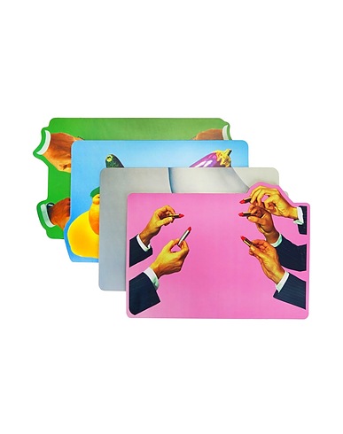 SELETTI WEARS TOILETPAPER Table Textiles TABLE MATS SET OF 4
 Pink Polypropylene, Cork