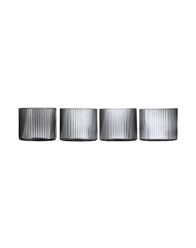 FERM LIVING Vaso y jarra RIPPLE LOW GLASSES - SET OF 4 - SMOKED 
 Gris Vidrio soplado