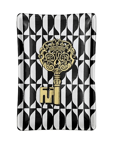 FORNASETTI Small object for Home CHIAVI ORO E LOSANGHE 
 Black 100% Porcelain