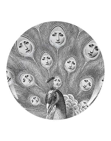 FORNASETTI Decorative plates TEMA E VARIAZIONI N°259 
 Black 100% Porcelain