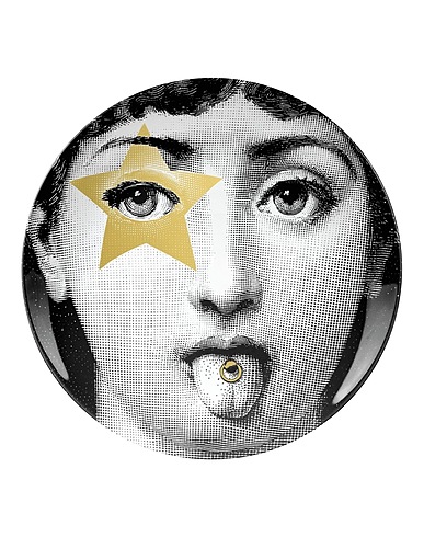 FORNASETTI Decorative plates TEMA E VARIAZIONI N°381 
 Black 100% Porcelain