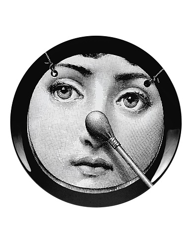 FORNASETTI Decorative plates TEMA E VARIAZIONI N°161 
 Black 100% Porcelain
