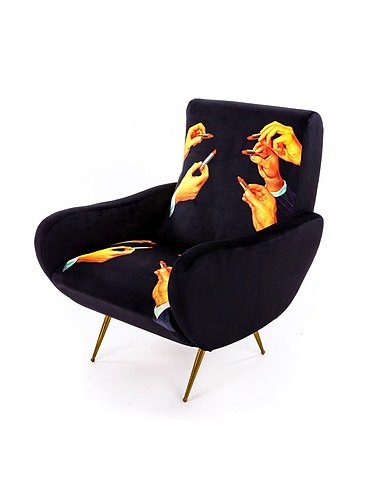 SELETTI WEARS TOILETPAPER Fauteuil ou pouf LIPSTICKS BLACK Noir Polyester, Bois, Polyuréthane, Métal