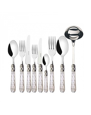 BUGATTI Μαχαιροπίρουνο BUGATTI, Cristallo, Set posate 75 pezzi in Acciaio Inox 18/10 ghiera cromata Διαφανές Ανοξείδωτο ατσάλι