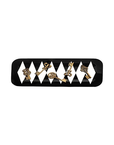 FORNASETTI Tray or serving plate TRAY 25X60 CHIAVI GOLD AND ROMBI BLACK/WHIT
 Black Iron