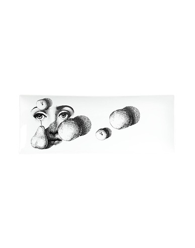 FORNASETTI Tray or serving plate RECTANGULAR TRAY TEMA E VARIAZIONI N.218 
 White 100% Porcelain
