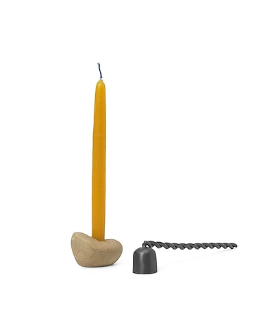 FERM LIVING Candelabrum LIBRE CANDLE HOLDER GIFT SET
 Khaki Ceramic, Paraffin wax, Brass