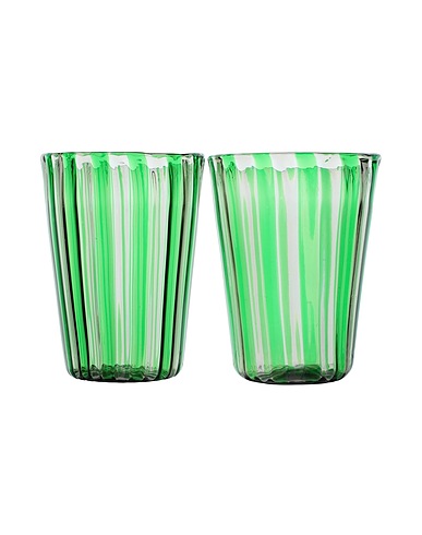 RIBES MURANO GLASSES Glas und Krug CANNE  POLICROME VERTICALI SET OF 2
 Grün 100% Muranoglas