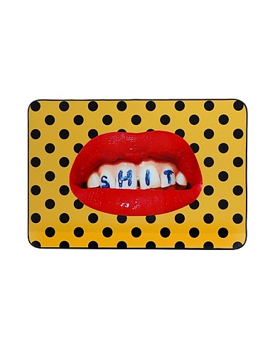 SELETTI WEARS TOILETPAPER Tray or serving plate SOFA TRAY
 Yellow 100% MDF