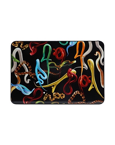 SELETTI WEARS TOILETPAPER Tray or serving plate SOFA TRAY
 Black 100% MDF