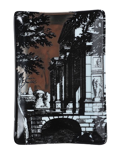 FORNASETTI Small object for Home RECTANGULAR ASHTRAY SETTECENTESCO WHITE/BLACK/PLATINUM
 Black 100% Porcelain