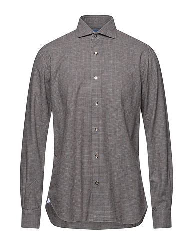 BARBA Napoli Patterned shirt Khaki 100% Cotton