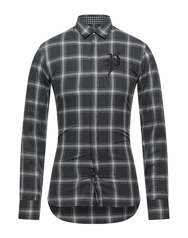 PHILIPP PLEIN Checked shirt Grey 100% Cotton