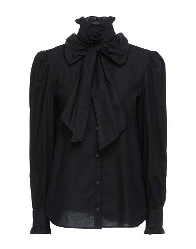 ALBERTA FERRETTI Shirts & blouses with bow Black 97% Cotton, 3% Elastane
