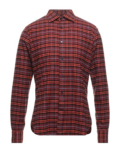 LES HOMMES D'ABORD Checked shirt Orange 100% Cotton