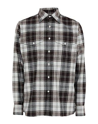 DUNHILL Checked shirt Chocolate brown 100% Cotton
