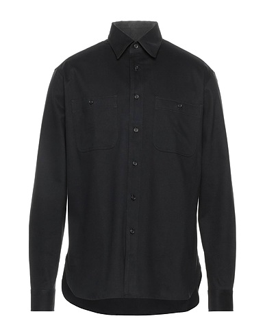 DUNHILL Solid colour shirt Black 91% Cotton, 6% Cashmere, 2% Elastane, 1% Wool