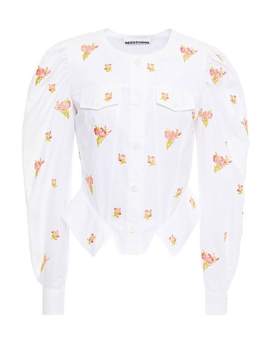 MOSCHINO Floral shirts & blouses COUTURE White 100% Cotton