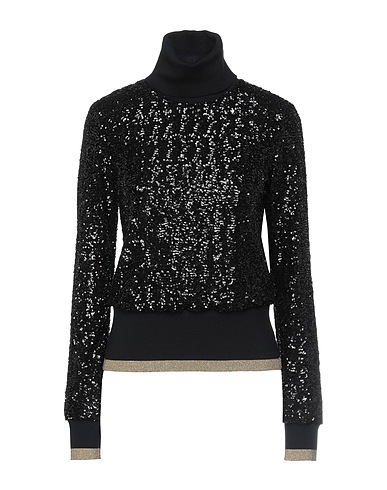DOLCE&GABBANA Polo neck Black 100% Polyester, Virgin Wool, Viscose, Elastane