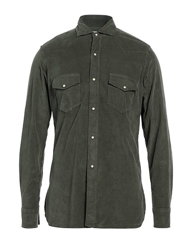 BAGUTTA Solid colour shirt Dark green 97% Cotton, 3% Elastane