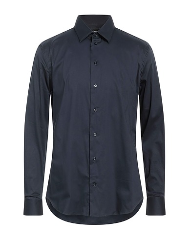 EMPORIO ARMANI Einfarbiges Hemd Nachtblau 76% Baumwolle, 21% Polyamid, 3% Elastan
